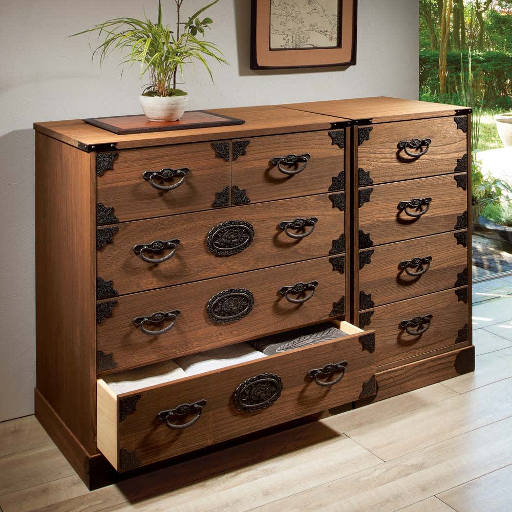 美品】木製ブラウンチェスト 箪笥