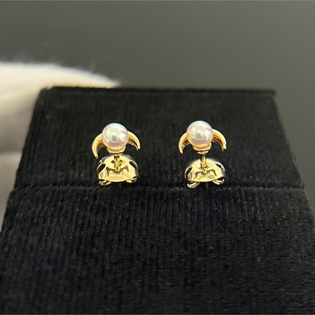 ミキモト ピアス 一粒真珠 18K 18金 ゴールド 三日月 ベビーパール
