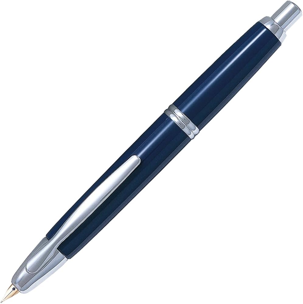 キャップレス 万年筆 ダークブルー 18K pilot 万年筆 ノック式