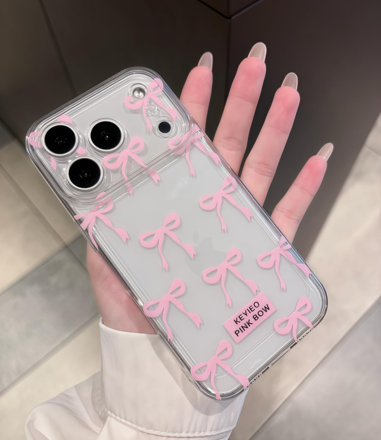 Amazon.co.jp: いphone17pro ケース 可愛い リボン クリア レンズ全面