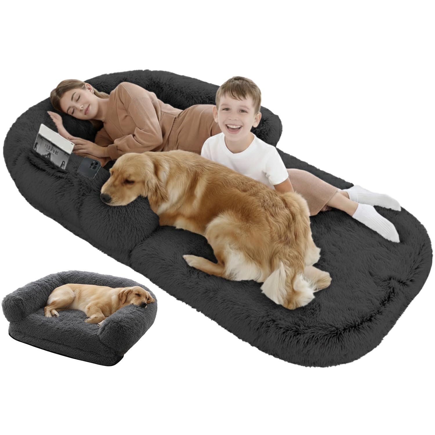 Amazon | 【大型犬 ベッド 洗える】180cm 3way 多頭飼い対応 ふわもこ