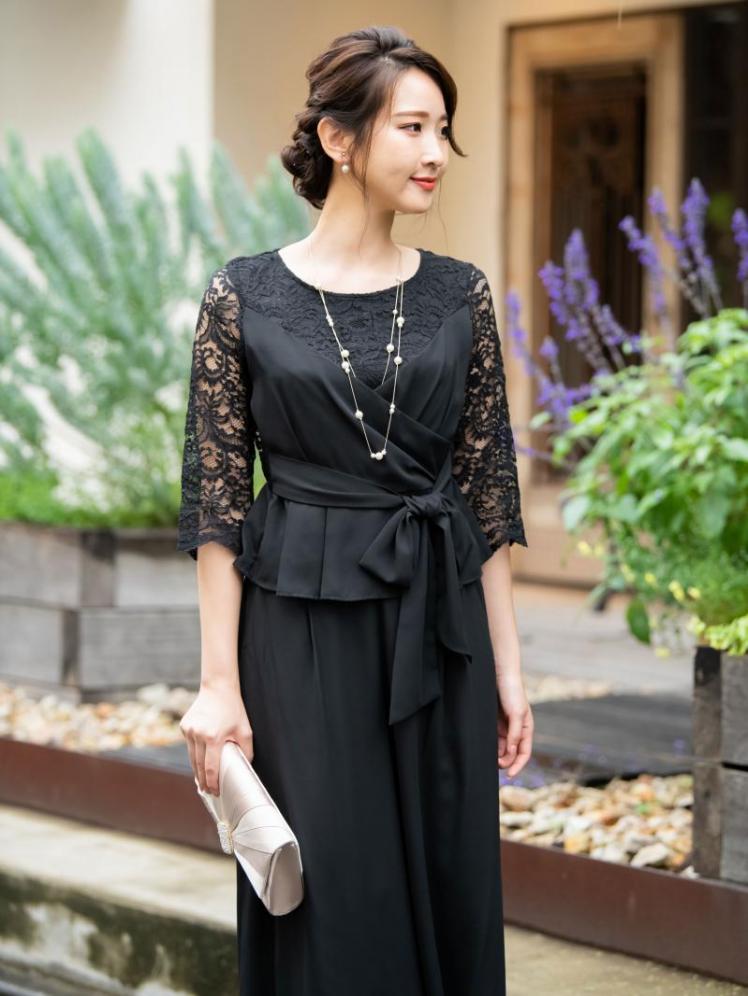 セットアップパンツドレス(ブラック)SR3-295BL-M | OTONA DRESS