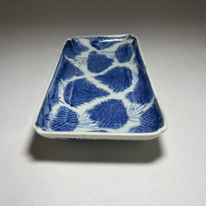 ◇古伊万里染付長皿 銘：富貴長春 江戸時代中期◇