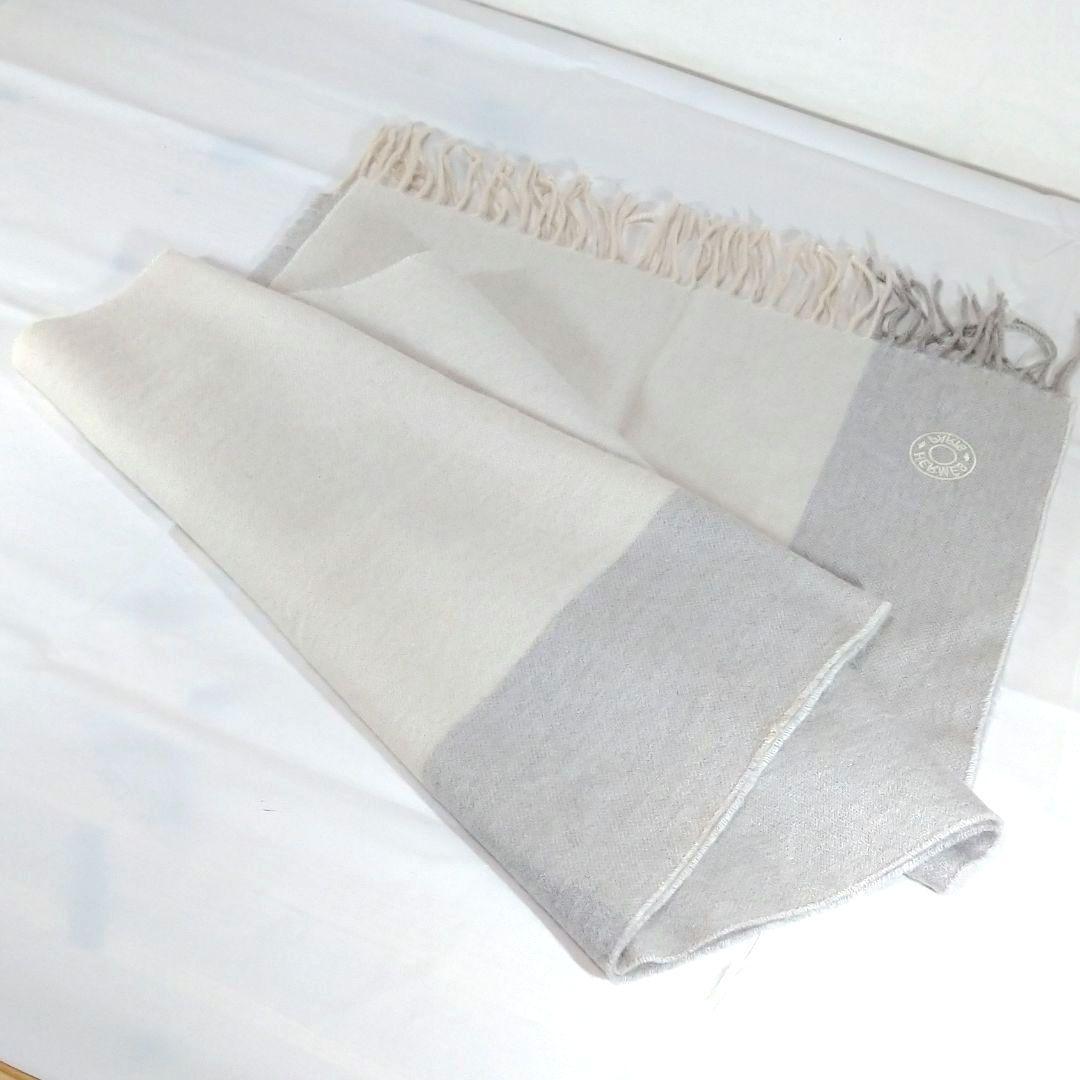 エルメス セリエ(SELLIER) 丸型モチーフ カシミヤ マフラー