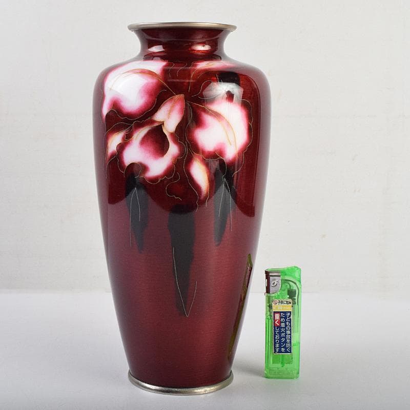 七宝焼 安藤七宝店 赤透釉 カトレア文 花瓶 C R9409 - メルカリ