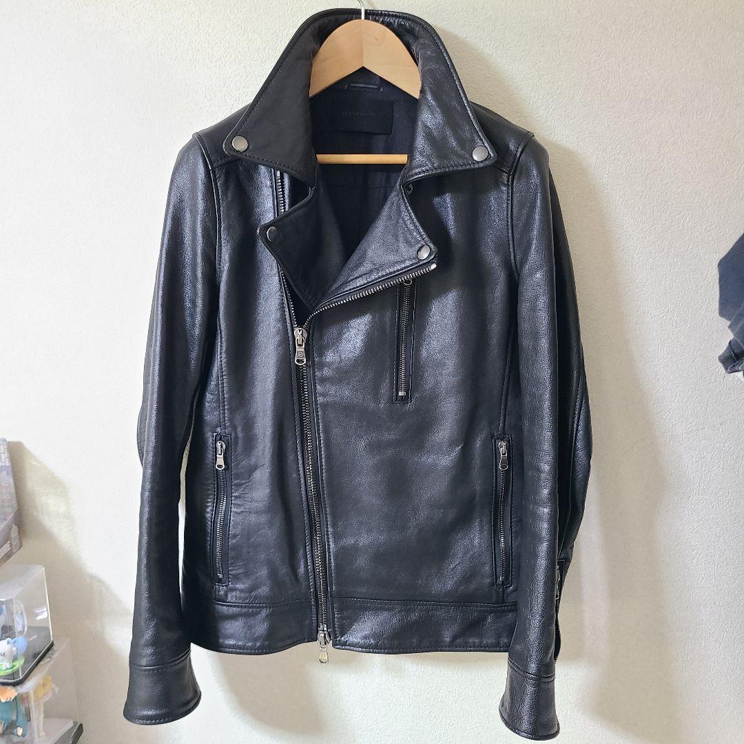 極美品✨レザーインナーライダースジャケット紺M junhashimoto