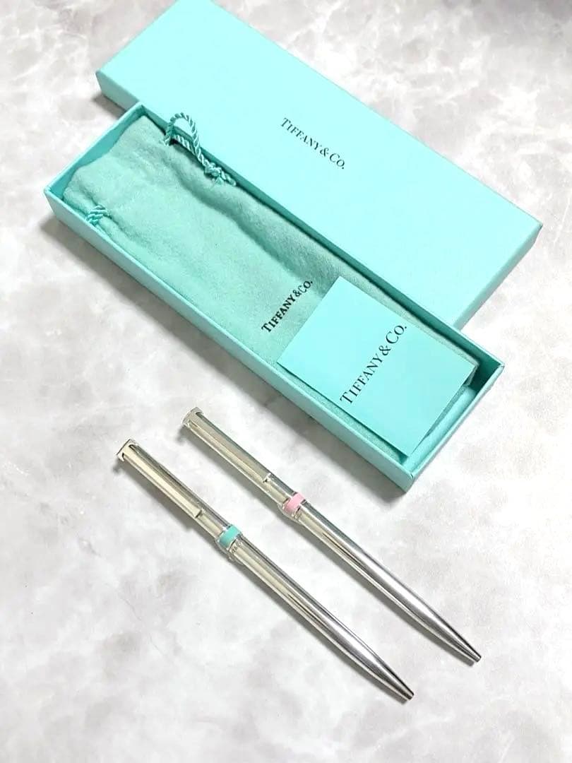 ティファニー Tクリップ ボールペン ブルー ピンク 2本 silver925 ティファニー TIFFANY&CO. ペン 筆記具 37361399 EXEC T-CLIP TIF BLUE