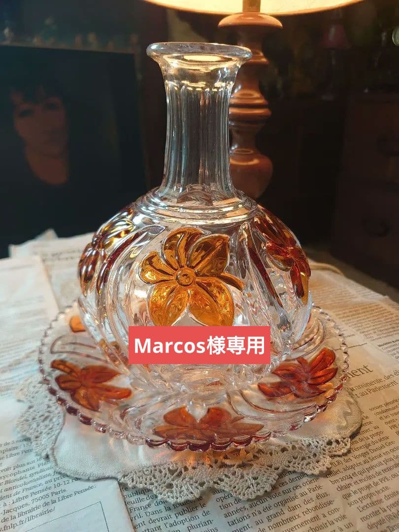 「売約済」1900s'アンティーク「Sant Louis 」デキャンタプレート付 1900年代初頭 アンティーク サンルイ st louis 逸品 レッドクリスタル