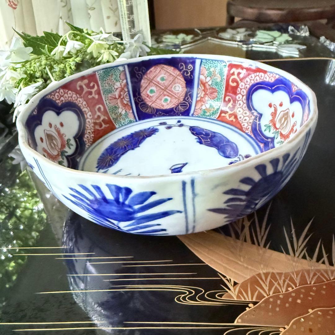 新春特別価格‼️牡丹❌桃 伊萬里桃手松竹梅大膾皿5客 在銘大化年製