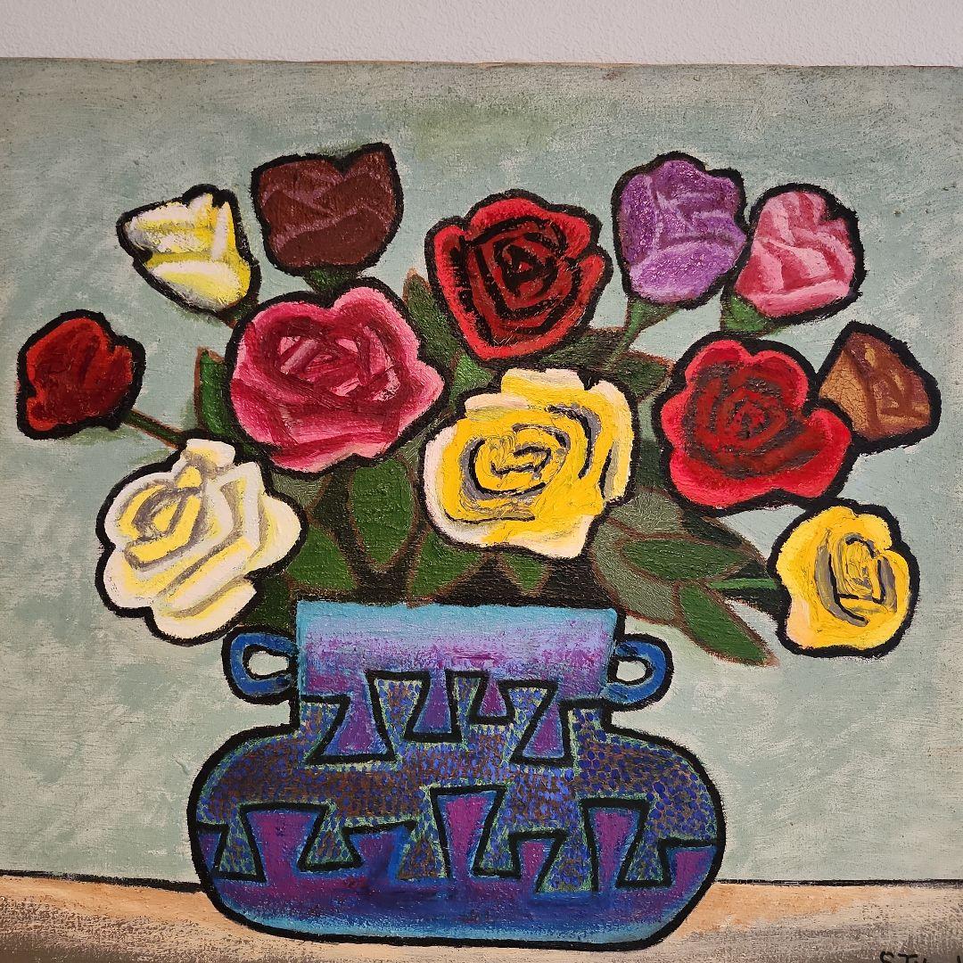 田渕眞兒　油絵　油彩画　薔薇シリーズ　花　No.8-9-s