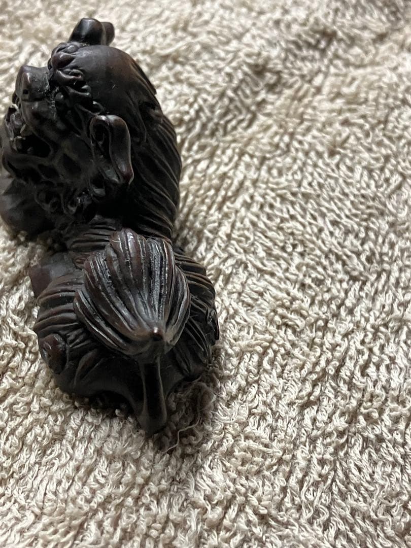 根付け 作者不明 刻印あり 獅子型 彫刻 約10cm