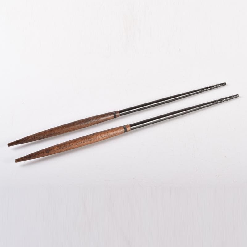 茶道具　金工師　木村清斎作　桑柄火箸　炉用火箸　共箱　C　7149