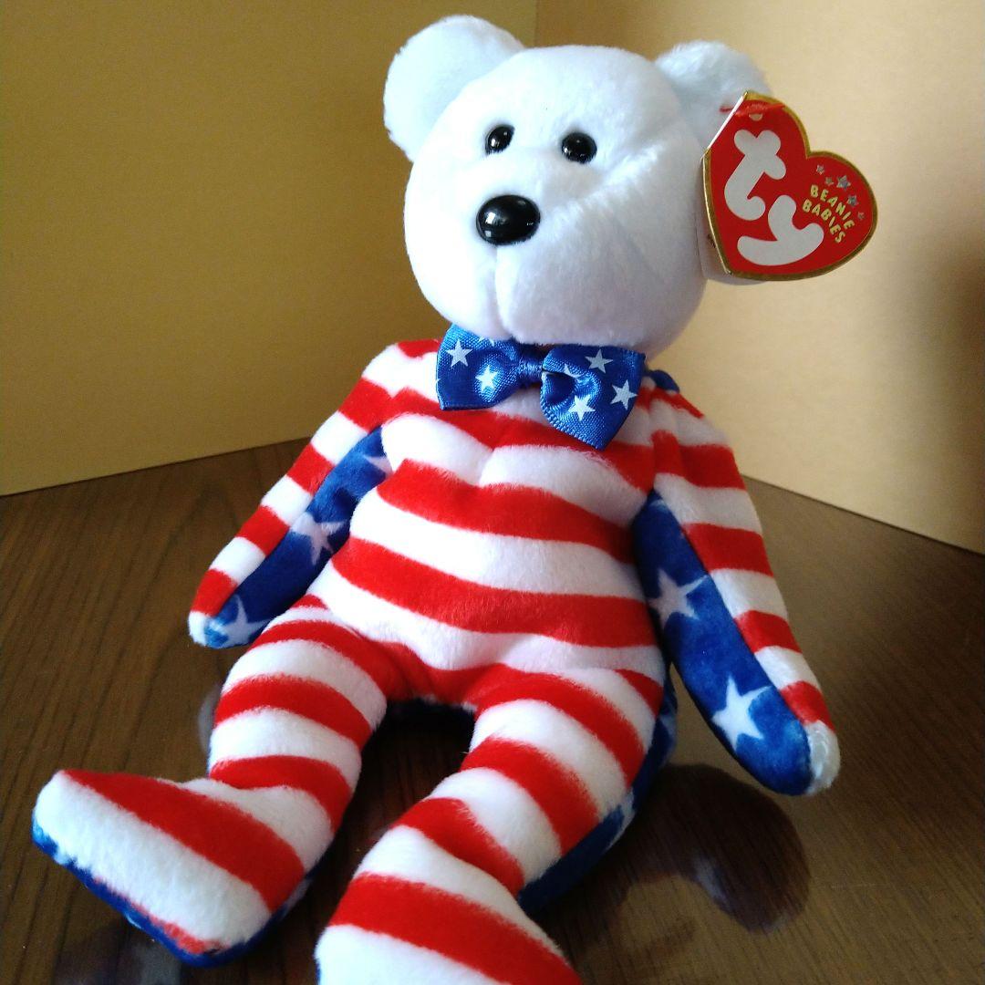 ty ぬいぐるみ クマ ビーニーベイビーズ アメリカ国旗柄 白熊 くま