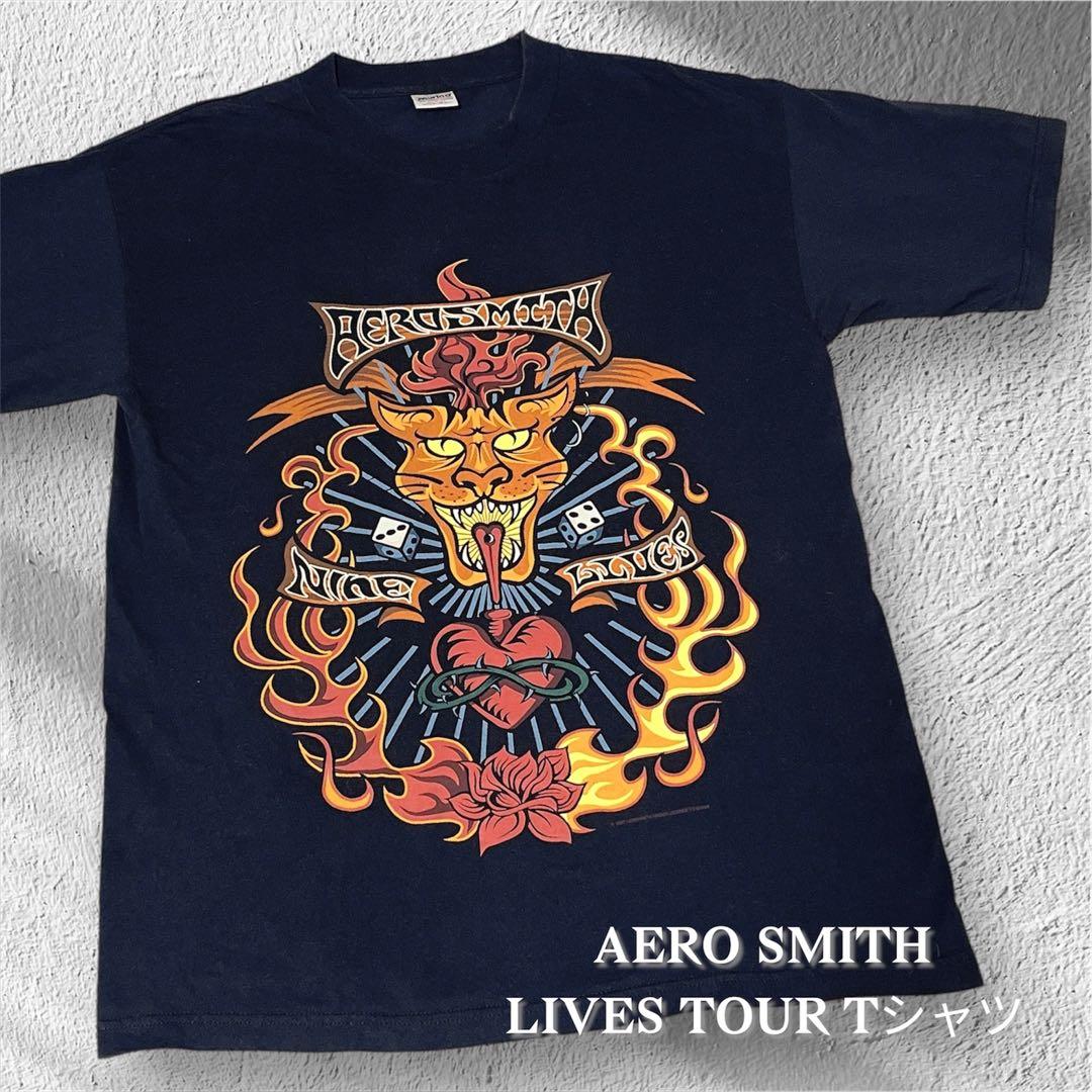 美品✨️エアロスミス97-98NINE LIVES TOUR TシャツL 97's AEROSMITH NINE LIVES WORLD TOUR T-shirt L | one day store tee