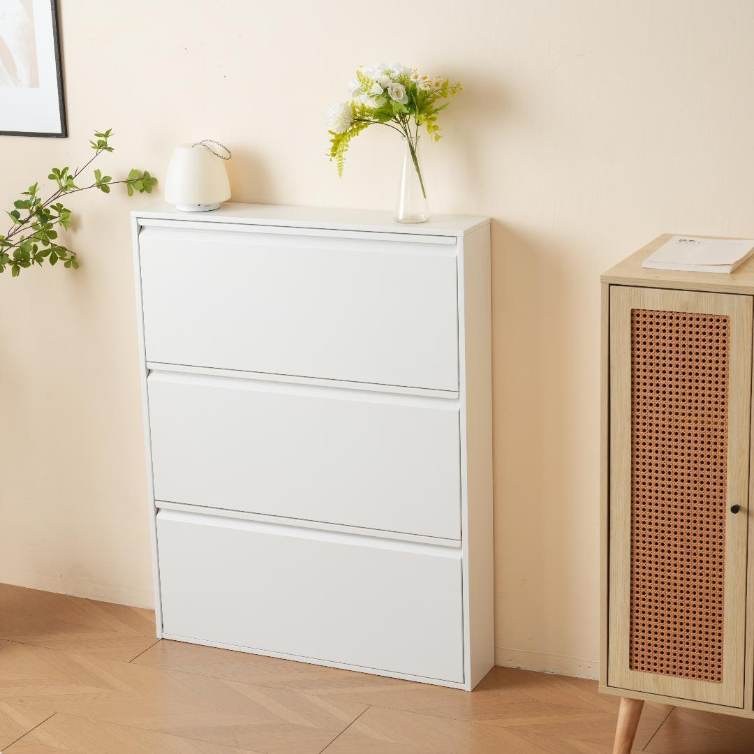 ★上西正輝★ シューズラック スリム 靴箱 シューズボックス 超薄型 3段