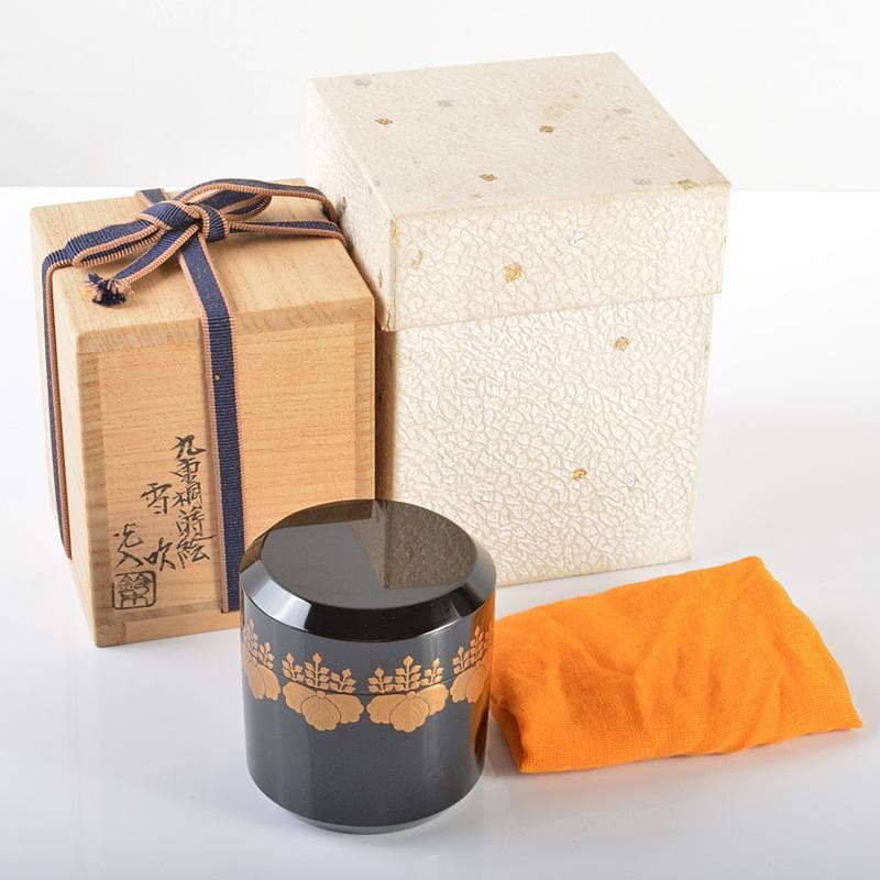 茶道具 平安 鈴木光入造 九重桐蒔絵 内銀溜 雪吹 棗 共箱