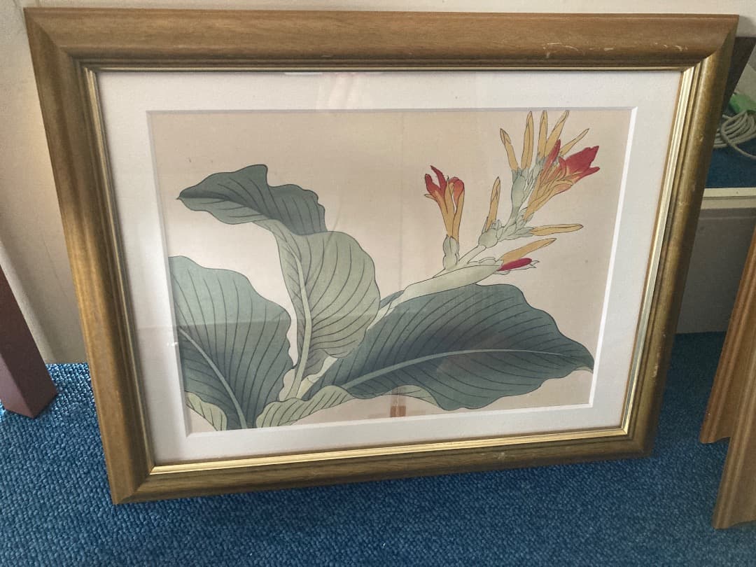 アンティーク 版画日本画 花・植物・果実の絵 4点セット