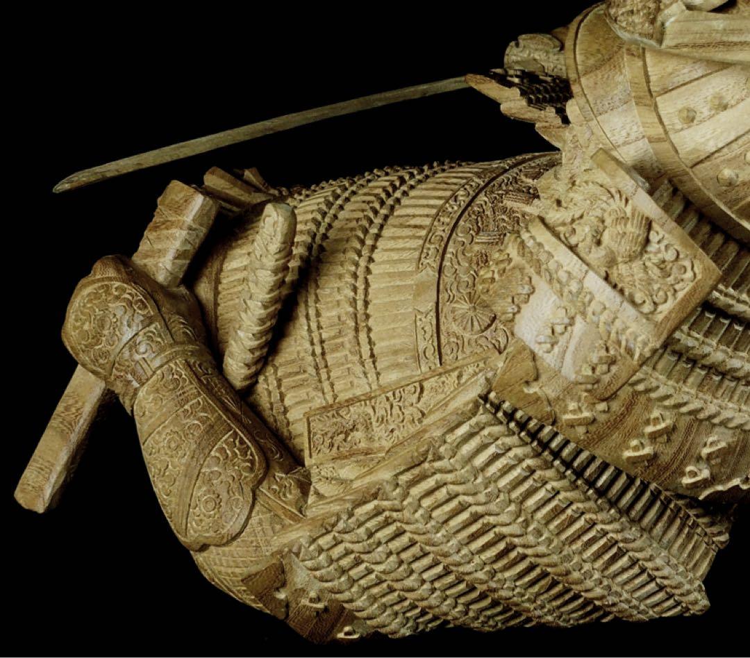 楠木正成像　SHOGUN 将軍　日本の武将　木彫作品　壁掛け　箱あり